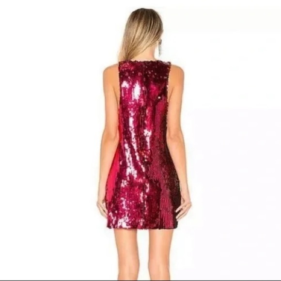 NBD Revolve Sequin Raspberry Mini Sleeveless Cocktail Dress - Picture 3 of 7
